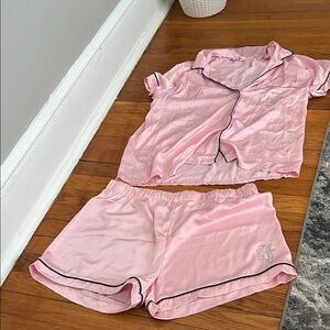 Juicy Couture Pink Pajama Set with Black Piping